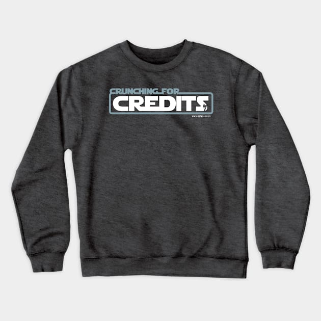 Shenanigen Plays - Crunching for Credits - Blue Crewneck Sweatshirt by PostcardsFromTheGalaxysEdge